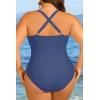 image:imageYonique Women Plus Size One Piece Swimsuit Tummy Control Bathing Suits Lace up Plunge SwimwearIndigo Blue