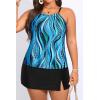 image:imageYonique Women Two Piece Plus Size Tankini with Skirt Tummy Control Bathing Suits High Neck SwimsuitsBlue Ripples