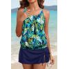 image:imageYonique Womens Blouson Tankini Swimsuits with Skirts  Two Piece Bathing Suits Tankini Modest 2026 SwimwearBlue Leaves