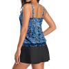 image:imageYonique Womens Blouson Tankini Swimsuits with Skirts  Two Piece Bathing Suits Tankini Modest 2026 SwimwearBlue Paisley