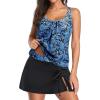 image:imageYonique Womens Blouson Tankini Swimsuits with Skirts  Two Piece Bathing Suits Tankini Modest 2026 SwimwearBlue Paisley