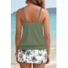 image:imageYonique Womens Blouson Tankini Swimsuits with Skirts  Two Piece Bathing Suits Tankini Modest 2026 SwimwearGreen Palm Tree
