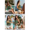 image:imageYonique Womens Blouson Tankini Swimsuits with Skirts  Two Piece Bathing Suits Tankini Modest 2026 SwimwearGreen Palm Tree
