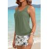 image:imageYonique Womens Blouson Tankini Swimsuits with Skirts  Two Piece Bathing Suits Tankini Modest 2026 SwimwearGreen Palm Tree
