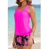 image:imageYonique Womens Blouson Tankini Swimsuits with Skirts  Two Piece Bathing Suits Tankini Modest 2026 SwimwearPink Floral
