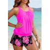 image:imageYonique Womens Blouson Tankini Swimsuits with Skirts  Two Piece Bathing Suits Tankini Modest 2026 SwimwearPink Floral