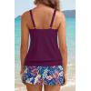 image:imageYonique Womens Blouson Tankini Swimsuits with Skirts  Two Piece Bathing Suits Tankini Modest 2026 SwimwearPurple Leaves