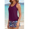 image:imageYonique Womens Blouson Tankini Swimsuits with Skirts  Two Piece Bathing Suits Tankini Modest 2026 SwimwearPurple Leaves