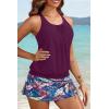 image:imageYonique Womens Blouson Tankini Swimsuits with Skirts  Two Piece Bathing Suits Tankini Modest 2026 SwimwearPurple Leaves