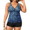 image:imageYonique Womens Plus Size Swimsuits with Shorts Tummy Control Tankini Two Piece Bathing Suits Athletic SwimwearBlue Paisley1
