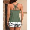 image:imageYonique Womens Tankini Swimsuit  Two Piece Bathing Suits with Shorts Tummy Control SwimwearGreen Palm Tree