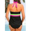 image:imageYonique Womens Two Piece Swimsuits Tummy Control Tankini Plus Size Bathing Suit Halter V Neck SwimwearGreen Pink Black