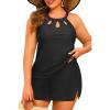 image:imageYonique Plus Size Tankini with Skirt  Two Piece Swimsuit Tummy Control Bathing Suit High Neck Swimwear 2025Black