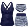 image:imageYonique Tankini Swimsuits for Women Tummy Control Bathing Suits Two Piece Tankini Tops with Bikini Bottoms Twist SwimwearNavy Geometric