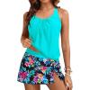 image:imageYonique Womens Blouson Tankini Swimsuits with Skirts  Two Piece Bathing Suits Tankini Modest 2026 SwimwearAqua Colorful Floral