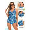 image:imageYonique Womens Flowy Tankini Top  Modest Swim Top with Loose Fit No BottomBlue Leaves2
