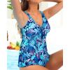 image:imageYonique Womens Flowy Tankini Top  Modest Swim Top with Loose Fit No BottomBlue Leaves2