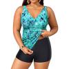 image:imageYonique Womens Plus Size Swimsuits with Shorts Tummy Control Tankini Two Piece Bathing Suits Athletic Swimwear