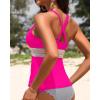 image:imageTankini Tops for WomenTummy Control Swim Top Only Color Block V Neck Bathing Suit Top No Bottom 2025 Hot Pink XXLNot Suitable for Large Busts