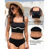 image:imageWomen Sports Bra Swimsuit Top  Crop Bikini Top Only Modest Bathing Suit 2025 Square Neck SwimwearBlack