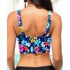 image:imageWomen Sports Bra Swimsuit Top  Crop Bikini Top Only Modest Bathing Suit 2025 Square Neck SwimwearColorful Floral
