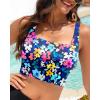 image:imageWomen Sports Bra Swimsuit Top  Crop Bikini Top Only Modest Bathing Suit 2025 Square Neck SwimwearColorful Floral