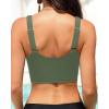 image:imageWomen Sports Bra Swimsuit Top  Crop Bikini Top Only Modest Bathing Suit 2025 Square Neck SwimwearOlive Green
