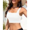 image:imageWomen Sports Bra Swimsuit Top  Crop Bikini Top Only Modest Bathing Suit 2025 Square Neck SwimwearWhite