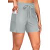 image:imageWomen Swim Board Shorts  5 High Waisted Bathing Suit Shorts with Pockets Tummy Control Swimsuit Bottom 2025 BoyshortsLight Gray