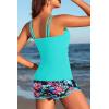 image:imageWomen Tankini Swimsuit with Shorts  Two Piece Tummy Control Bathing Suit with Pockets 2025 SwimwearAqua Colorful Floral
