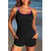 image:imageWomen Tankini Swimsuit with Shorts  Two Piece Tummy Control Bathing Suit with Pockets 2025 SwimwearColorful Black