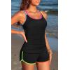 image:imageWomen Tankini Swimsuit with Shorts  Two Piece Tummy Control Bathing Suit with Pockets 2025 SwimwearColorful Black