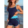 image:imageWomen Tankini Swimsuit with Shorts  Two Piece Tummy Control Bathing Suit with Pockets 2025 SwimwearNavy Color Block