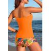 image:imageWomen Tankini Swimsuit with Shorts  Two Piece Tummy Control Bathing Suit with Pockets 2025 SwimwearOrange Flowers