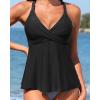 image:imageWomen Underwire Tankini Top  Flowy Swimsuit Top Only Push Up Twist Bathing Suit No Bottom 2026Black