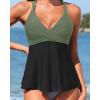 image:imageWomen Underwire Tankini Top  Flowy Swimsuit Top Only Push Up Twist Bathing Suit No Bottom 2026Olive Green