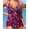 image:imageWomen Underwire Tankini Top  Flowy Swimsuit Top Only Push Up Twist Bathing Suit No Bottom 2026Pink Leaves