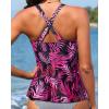 image:imageWomen Underwire Tankini Top  Flowy Swimsuit Top Only Push Up Twist Bathing Suit No Bottom 2026Pink Leaves