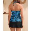image:imageYonique 2 Piece Swimsuits for Women Halter Tankini Top with Skirt Bottom Tummy Control Bathing SuitBlue Paisley
