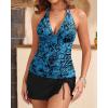 image:imageYonique 2 Piece Swimsuits for Women Halter Tankini Top with Skirt Bottom Tummy Control Bathing SuitBlue Paisley