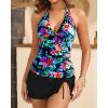 image:imageYonique 2 Piece Swimsuits for Women Halter Tankini Top with Skirt Bottom Tummy Control Bathing SuitColorful Floral