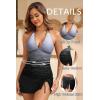 image:imageYonique 2 Piece Swimsuits for Women Halter Tankini Top with Skirt Bottom Tummy Control Bathing SuitGray Gradient