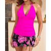 image:imageYonique 2 Piece Swimsuits for Women Halter Tankini Top with Skirt Bottom Tummy Control Bathing SuitPink Floral 1