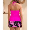 image:imageYonique 2 Piece Swimsuits for Women Halter Tankini Top with Skirt Bottom Tummy Control Bathing SuitPink Floral 1