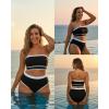 image:imageYonique Bandeau Bikini Strapless Swimsuit  Two Piece High Waisted Bathing SuitsBlack