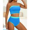 image:imageYonique Bandeau Bikini Strapless Swimsuit  Two Piece High Waisted Bathing SuitsBlue