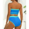 image:imageYonique Bandeau Bikini Strapless Swimsuit  Two Piece High Waisted Bathing SuitsBlue