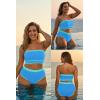 image:imageYonique Bandeau Bikini Strapless Swimsuit  Two Piece High Waisted Bathing SuitsBlue