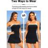 image:imageYonique Women Bandeau Tankini with Skirt  Two Piece Strapless Bathing Suits Color Block Tummy Control 2026 SwimsuitBlack