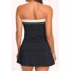 image:imageYonique Women Bandeau Tankini with Skirt  Two Piece Strapless Bathing Suits Color Block Tummy Control 2026 SwimsuitBlack